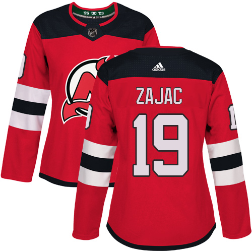 Adidas New Jersey Devils 19 Travis Zajac Red Home Authentic Women Stitched NHL Jersey